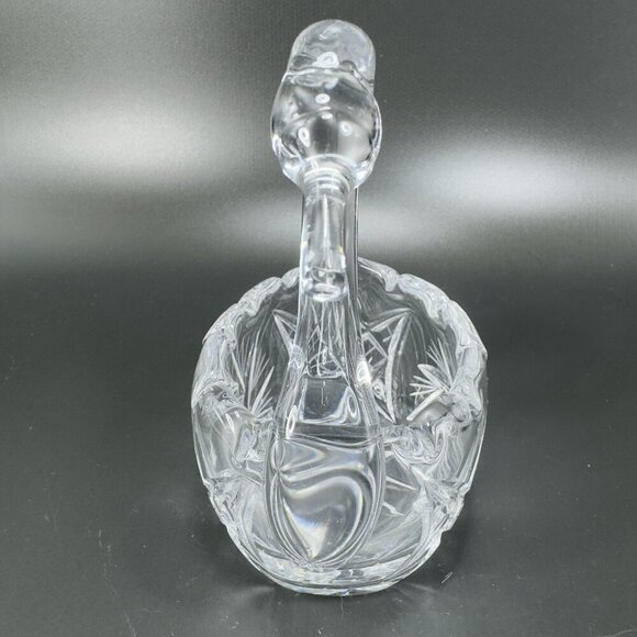 Bohemia Czech Clear Crystal Glass Swan Pinwheel Glass Dish Bowl Duck Bird VTG - Picture 11 of 12